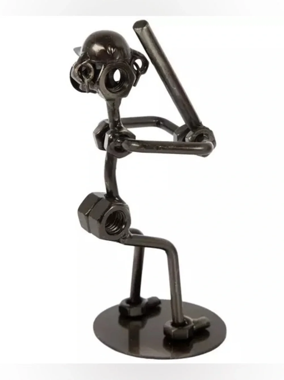 Nuts & Bolts Metal Baseball Player Sculpture